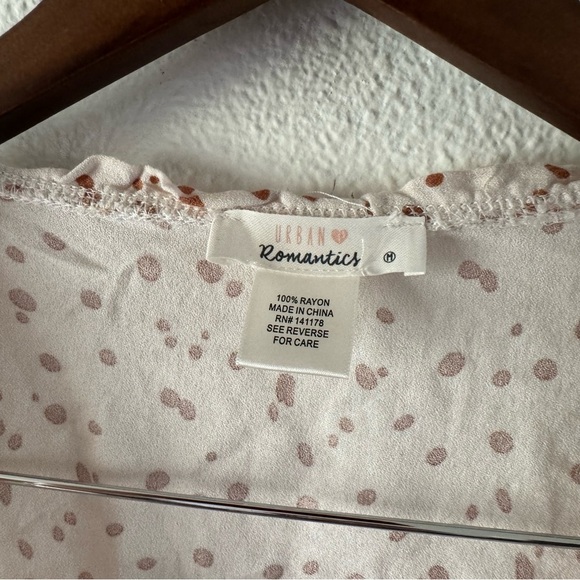 Ruched Cropped Top Cream and Rust Brown Polka Dot Medium Feminine Boho Prairie - Picture 6 of 9